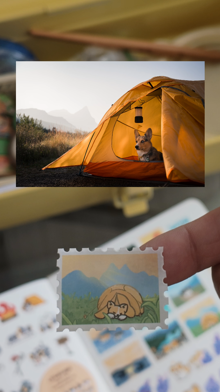 Adventure Corgis Stamp Washi Tape
