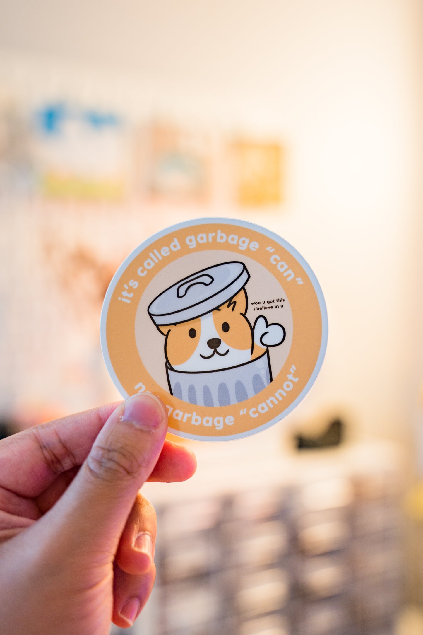 Garbage Can, Not Garbage Cannot Corgi Vinyl Sticker
