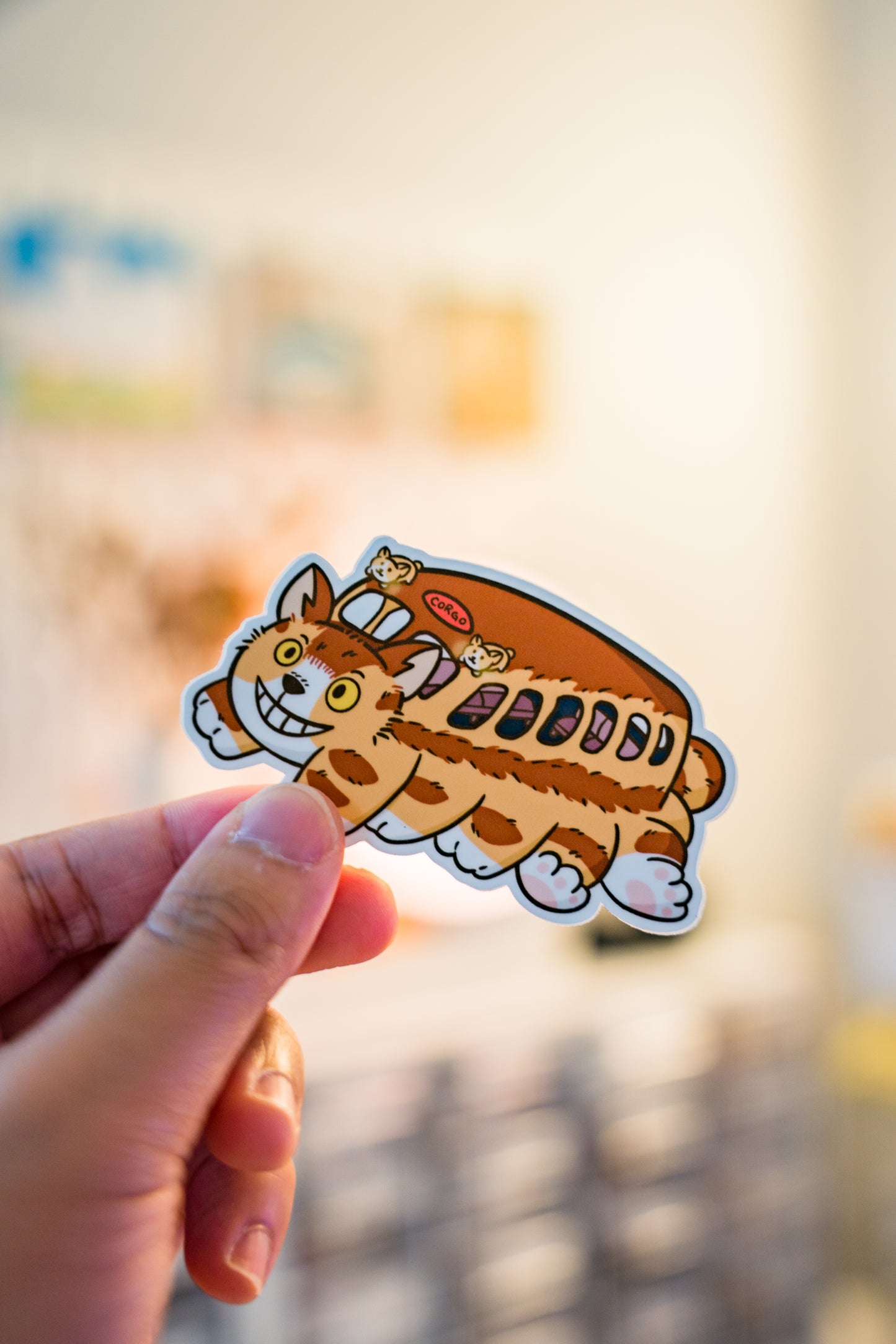 Catbus Corgi Vinyl Sticker