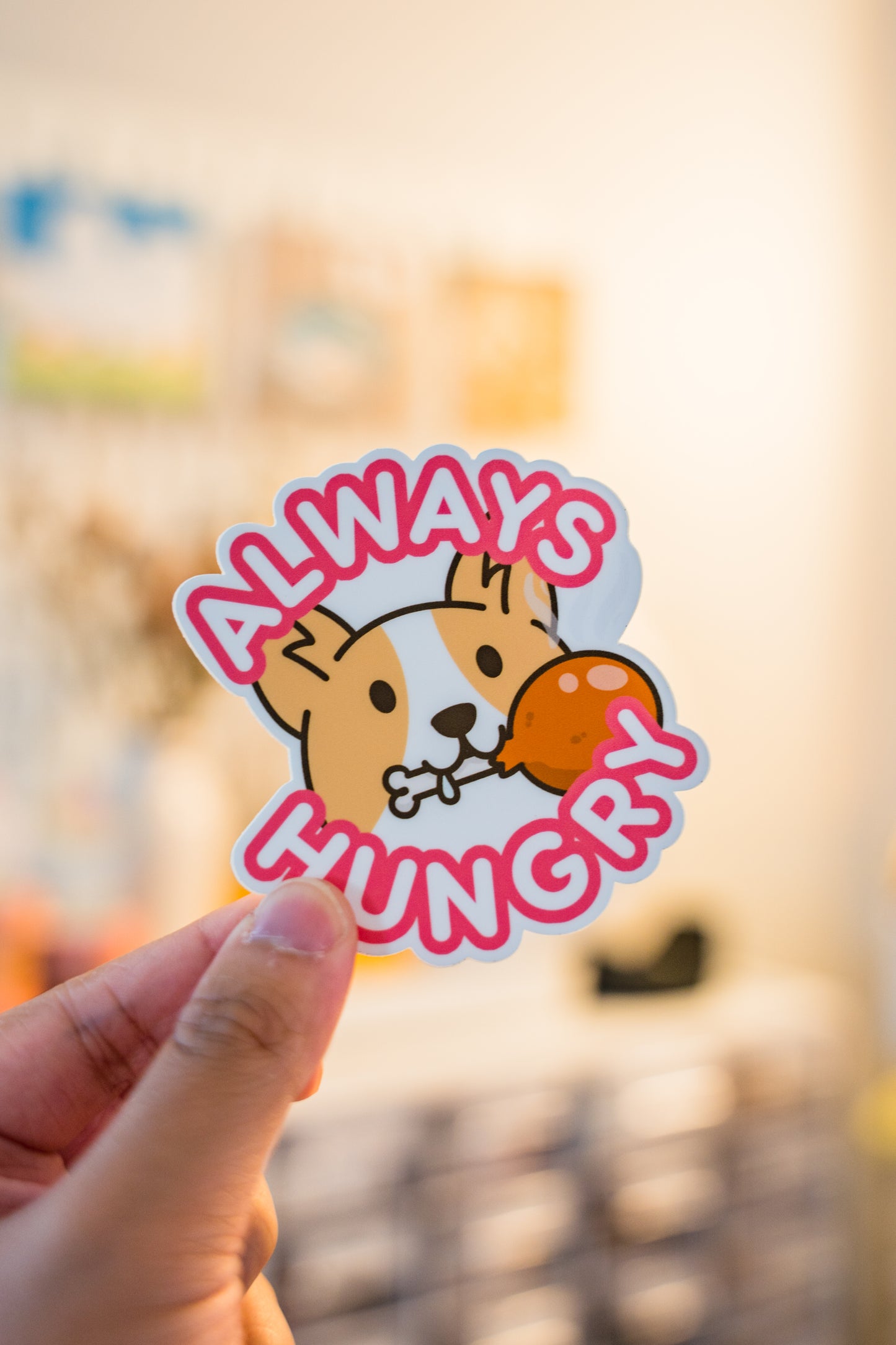 Always Hungry Corgi Vinyl Sticker