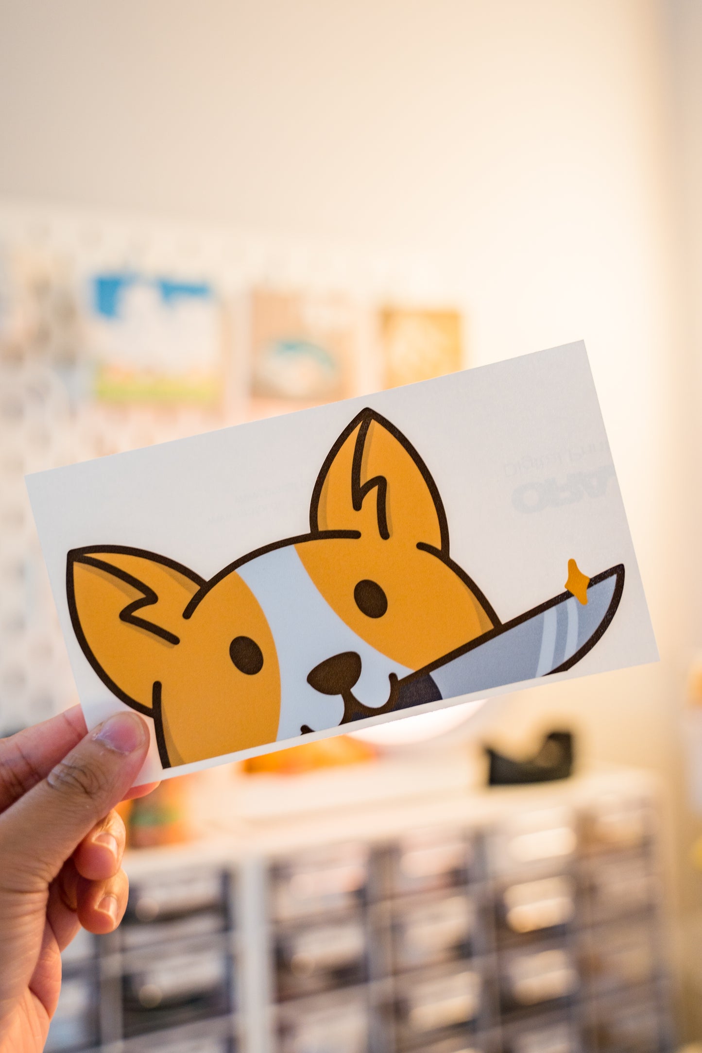 Knife Corgi Peeker Decal Sticker