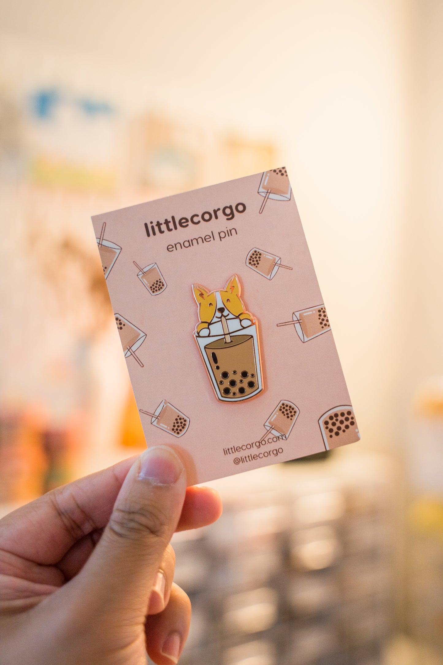 Bubble Tea Boba Corgi Hard Enamel Pin