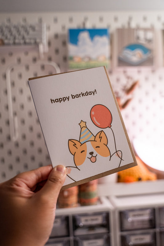 Happy Barkday Corgi Birthday Punny Greeting Card