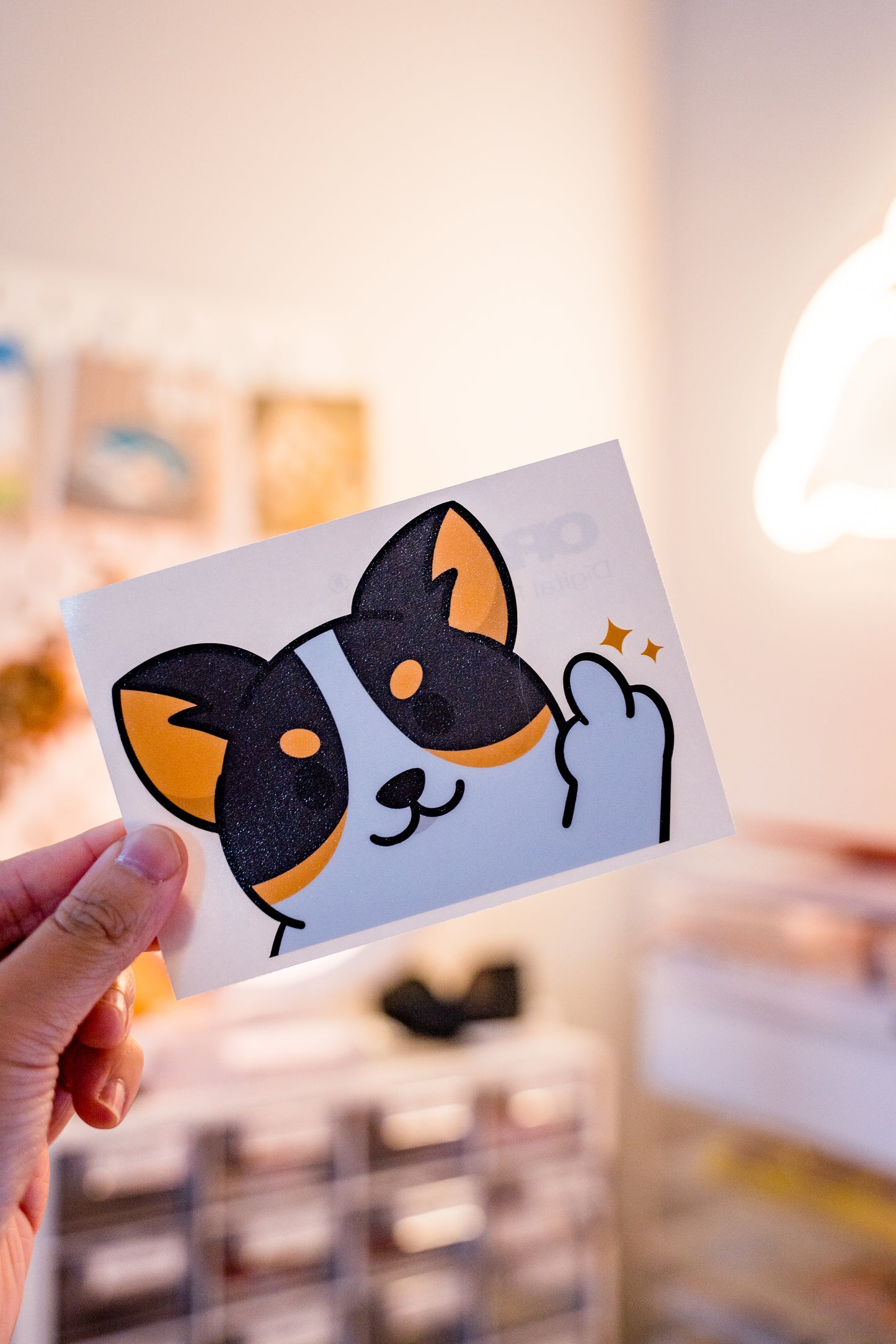 Furk You Middle Finger Corgi Peeker Decal Sticker
