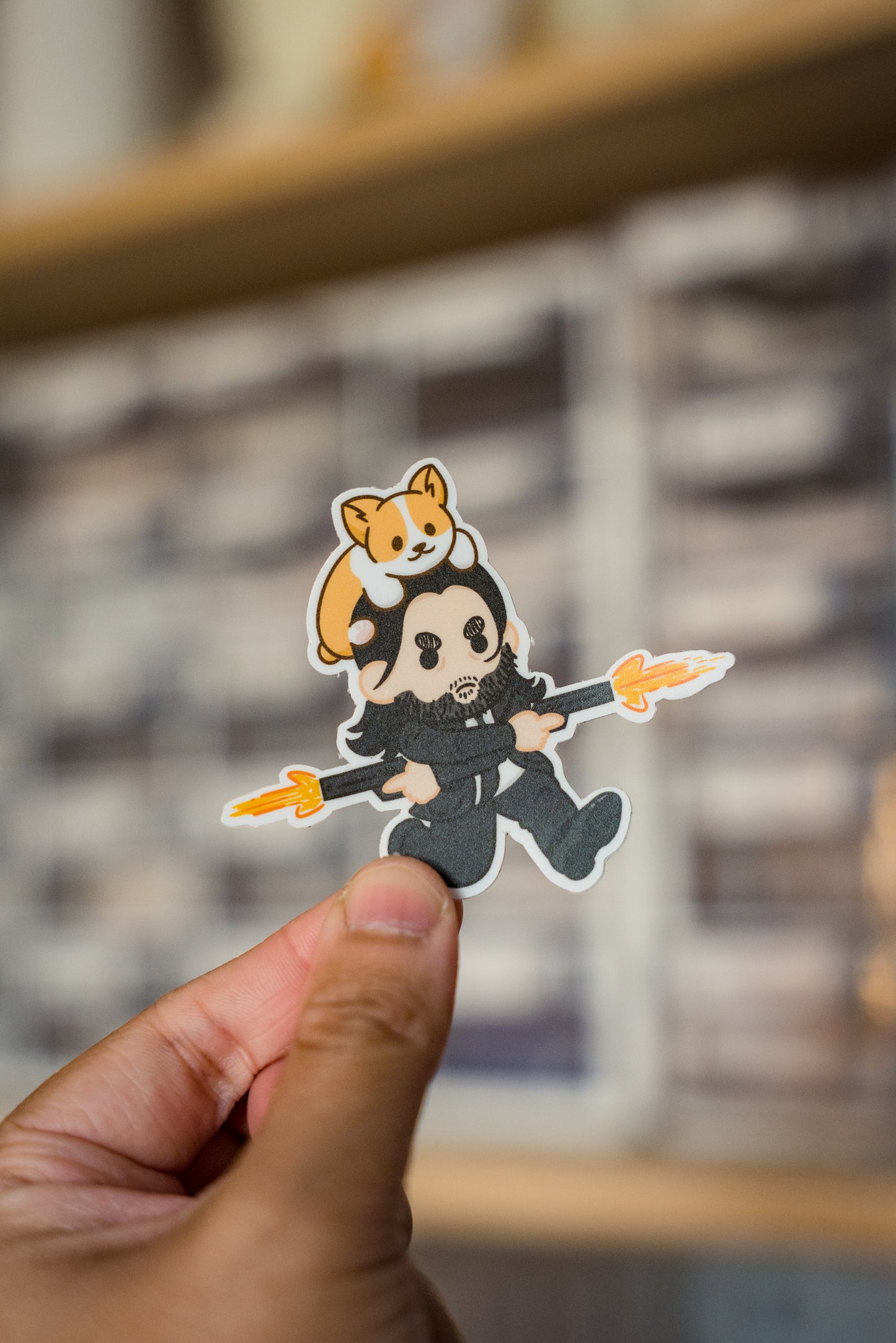 John and a Corgi Vinyl Sticker