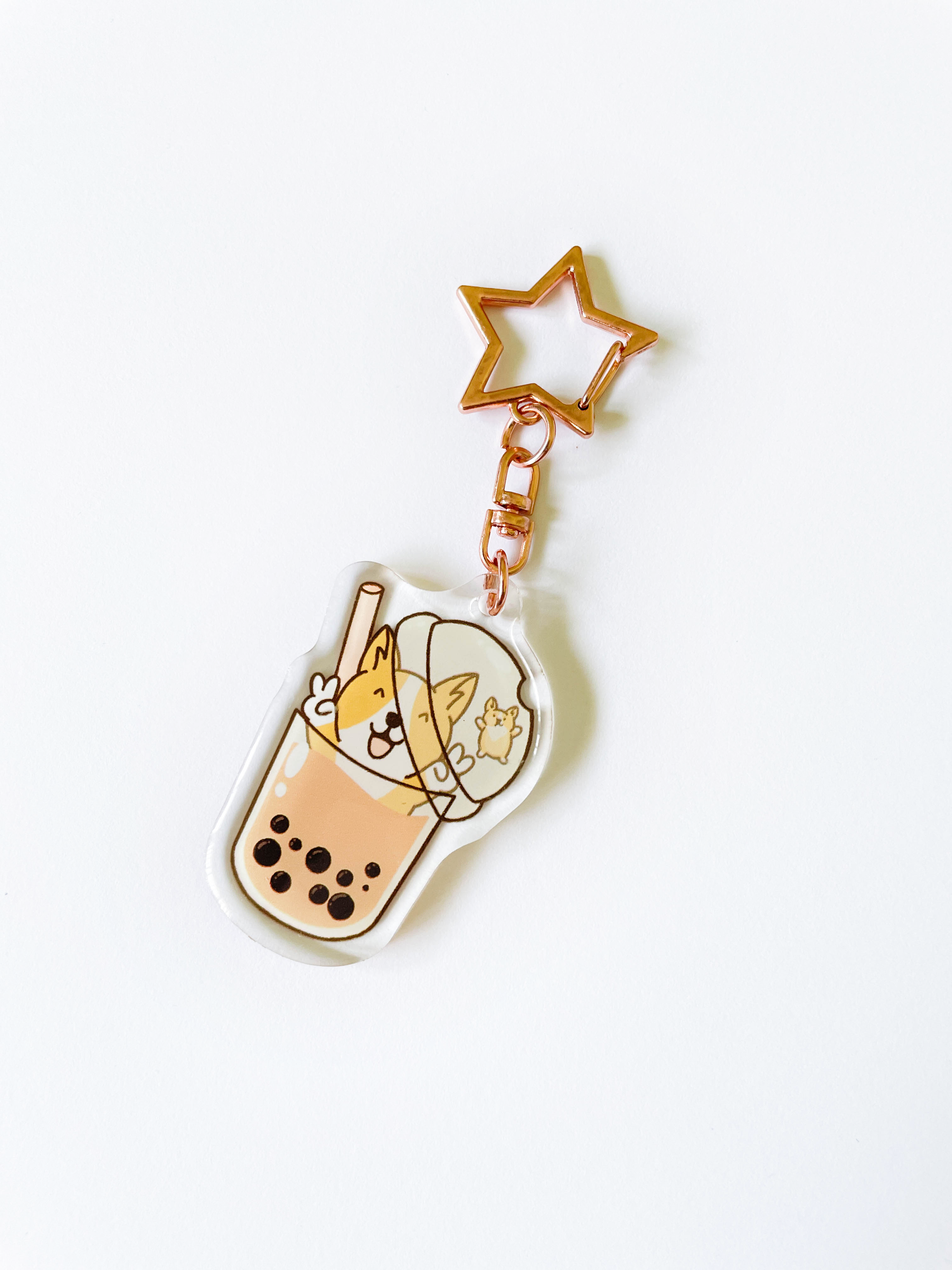 Boba corgi outlet keychain