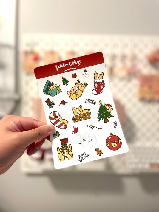 Christmas Corgi Sticker Sheet