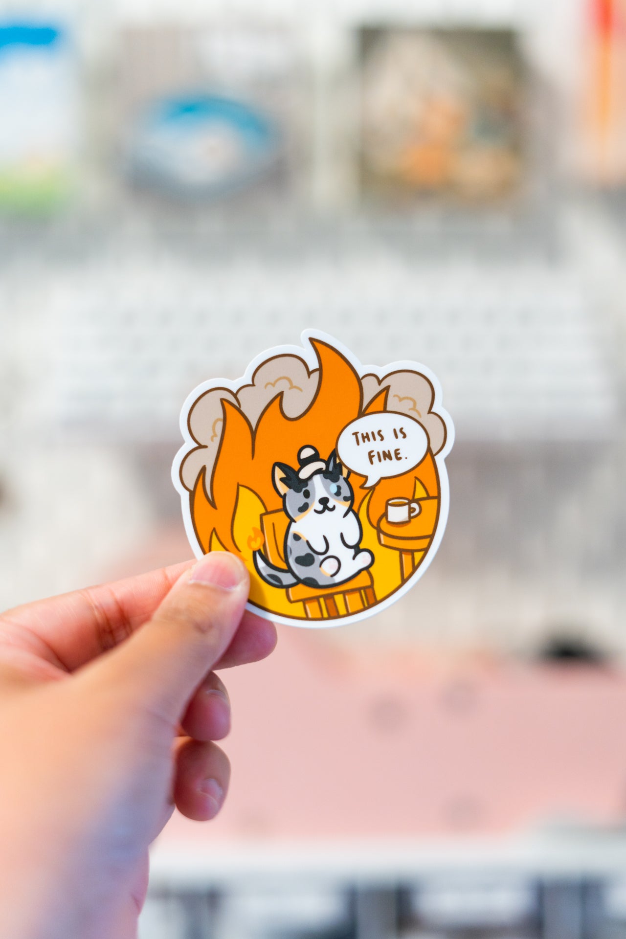"This Is Fine" Corgi Vinyl Sticker