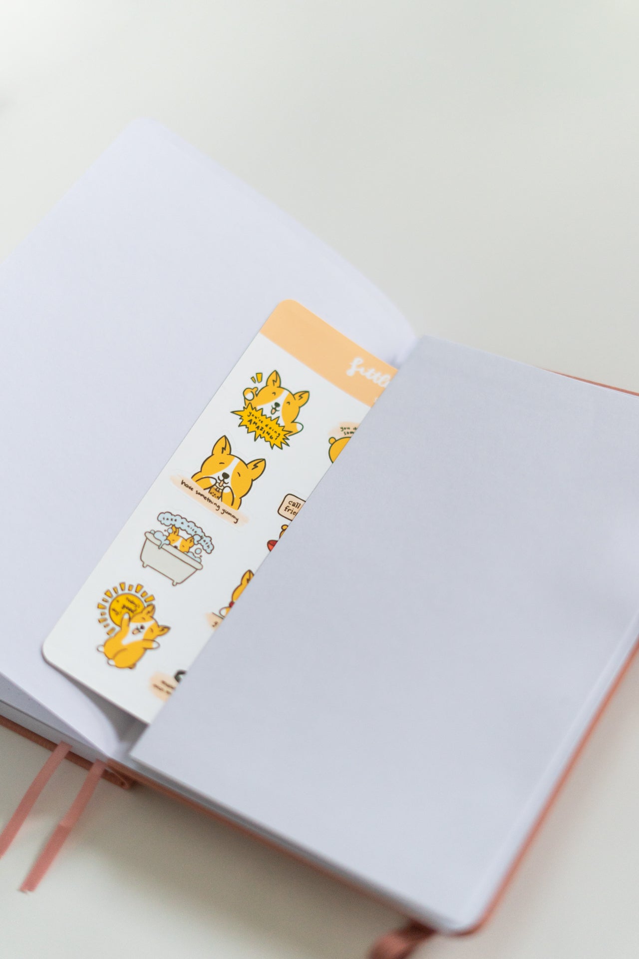 Dusty Pink Dotted A5 Corgi Bullet Journal Notebook with 180GSM Paper