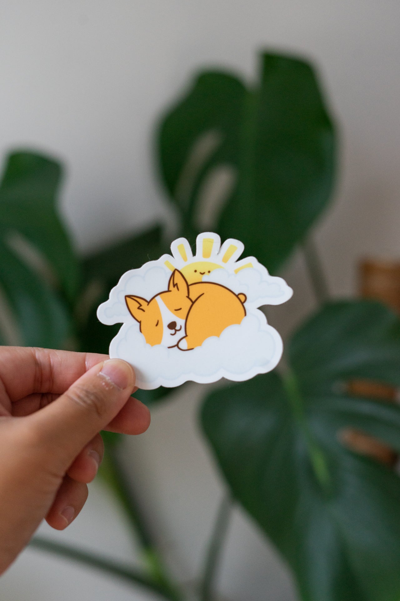 Cloud Napping Corgi Vinyl Sticker