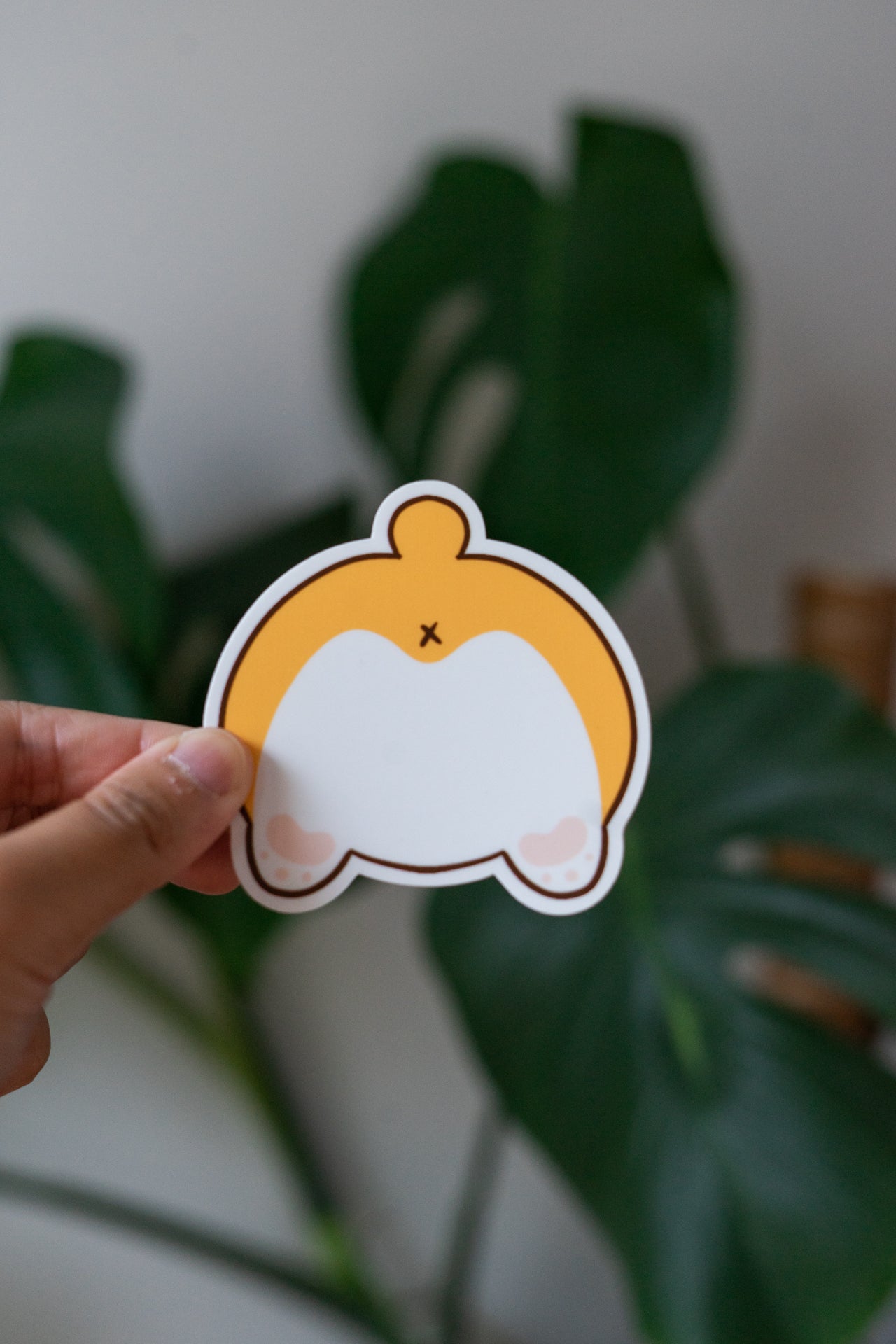 Tan Corgi Butt Vinyl Sticker