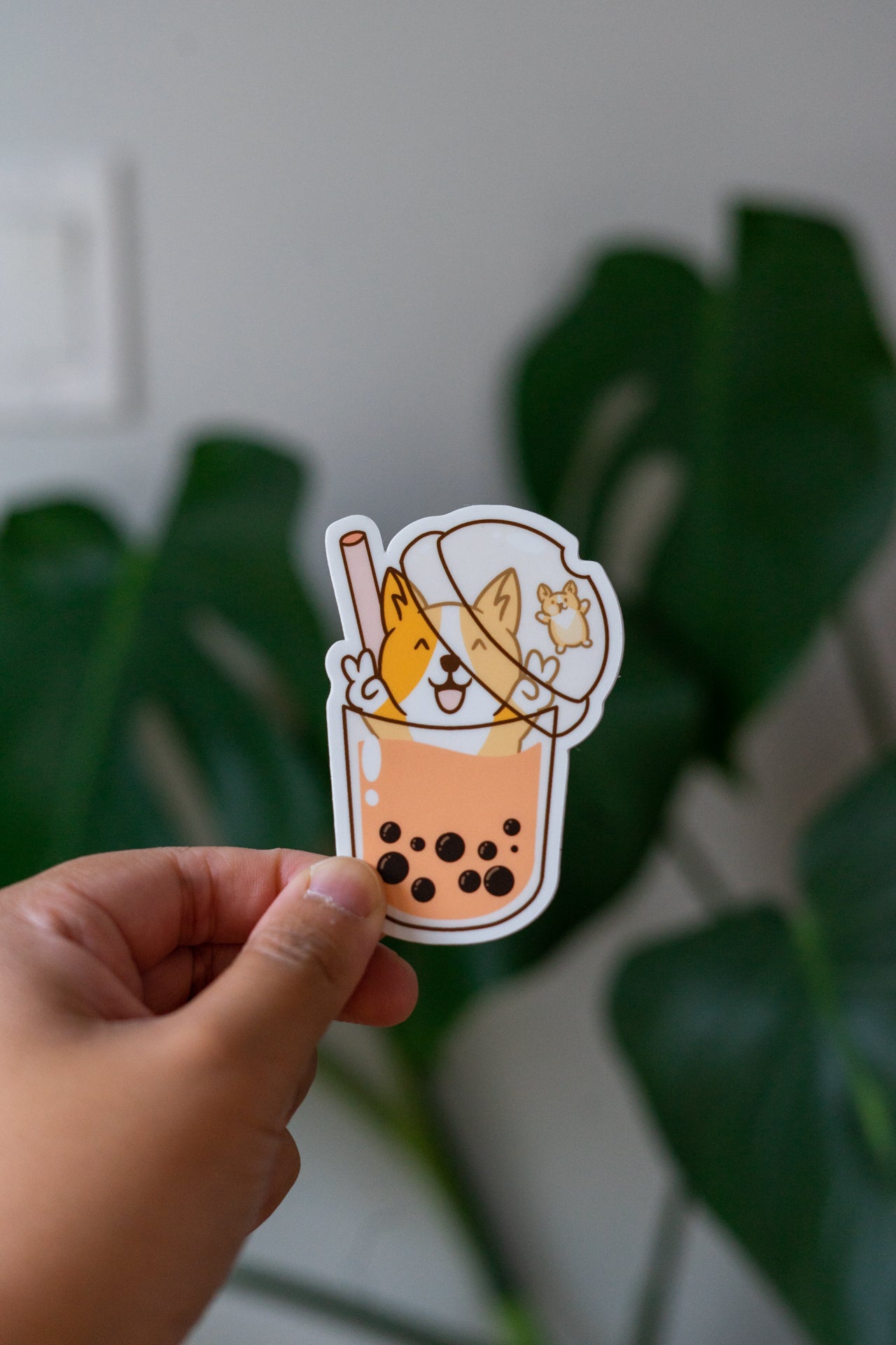 Bubble Tea Boba Corgi Vinyl Sticker