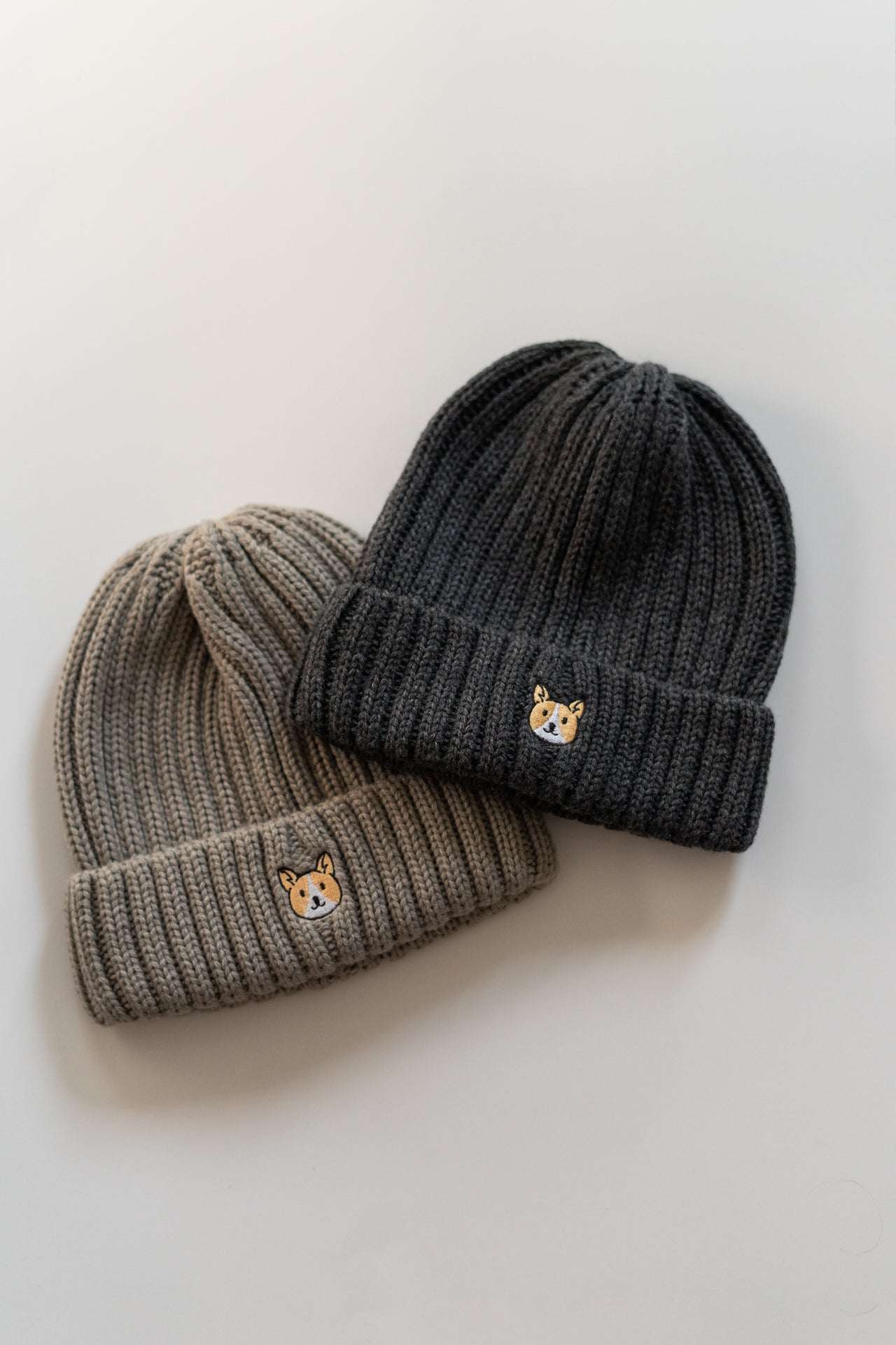 Embroidered Ribbed Knit Acrylic Wool Beanie Hat