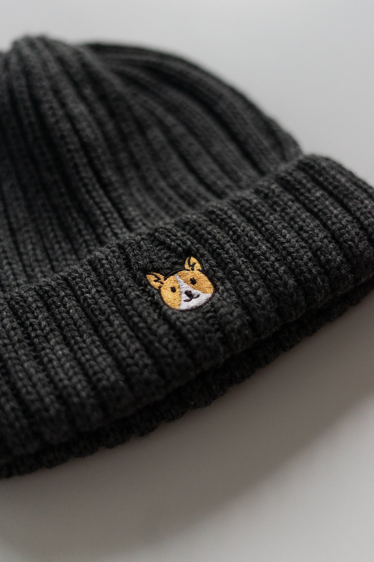 Embroidered Ribbed Knit Acrylic Wool Beanie Hat