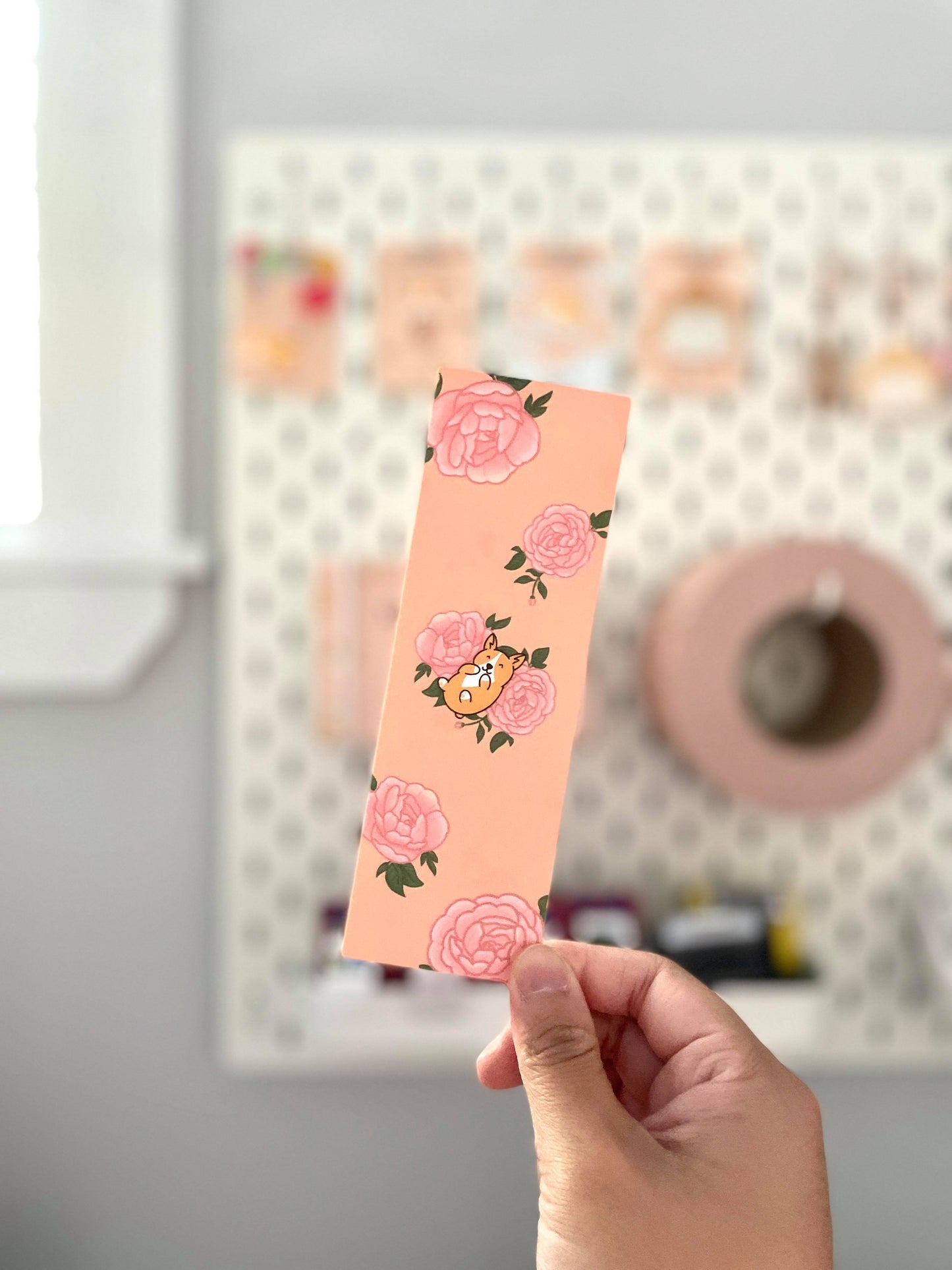 Mango the Corgo Peony Bookmark