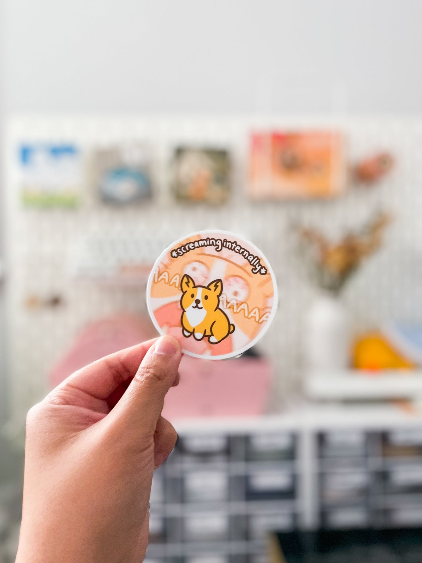 SCREAMING INTERNALLY Corgi Vinyl Sticker