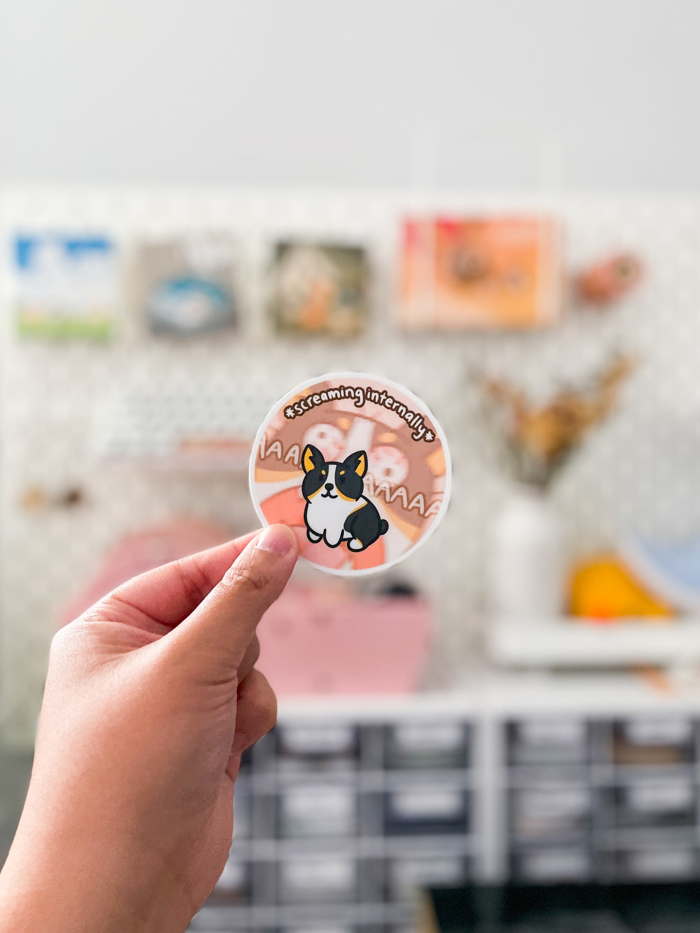 SCREAMING INTERNALLY Corgi Vinyl Sticker