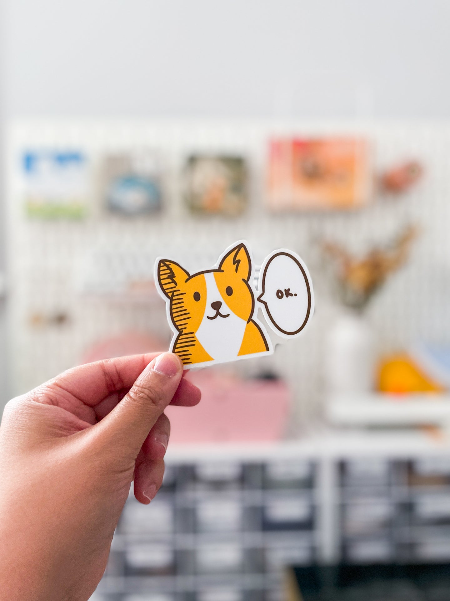 "Ok" Corgi Vinyl Sticker