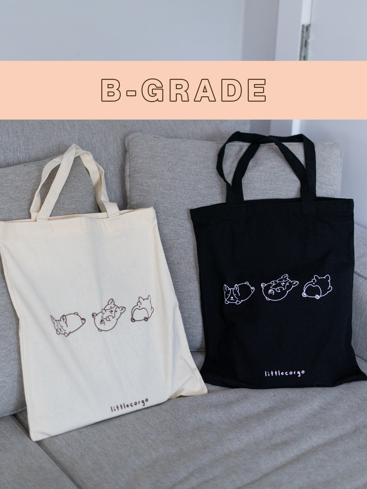 *B-GRADE* Zippered Canvas Tote Bag