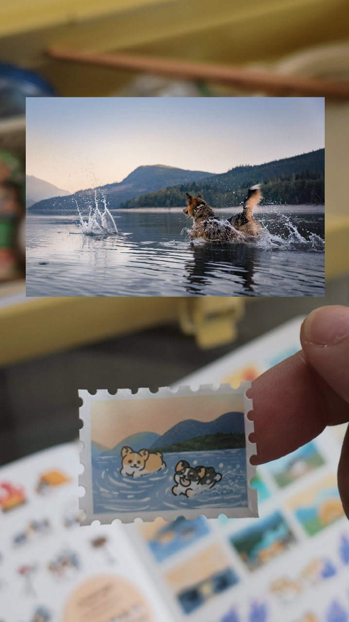 Adventure Corgis Stamp Washi Tape