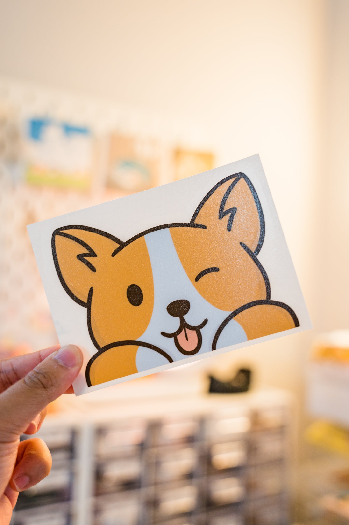 Smiling Tongue Corgi Peeker Decal Sticker