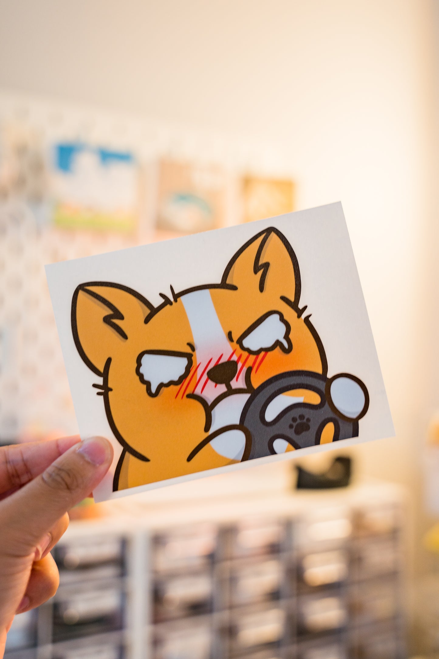 Cry Baby Road Rage Corgi Peeker Decal Sticker