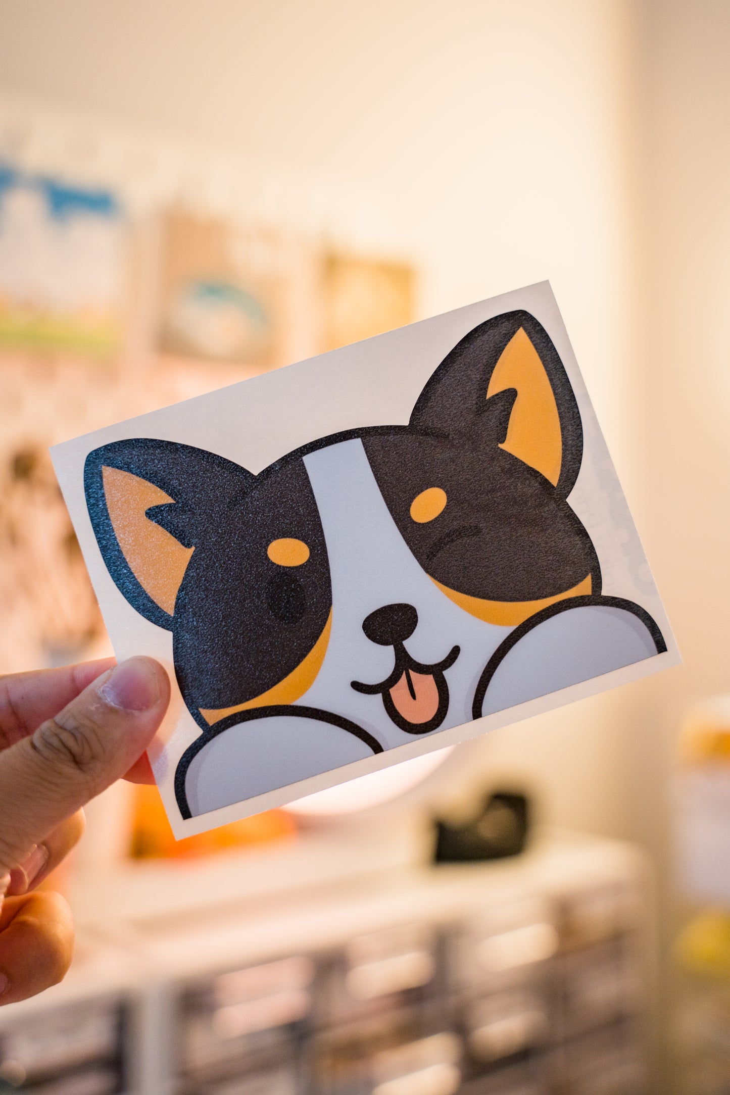 Smiling Tongue Corgi Peeker Decal Sticker