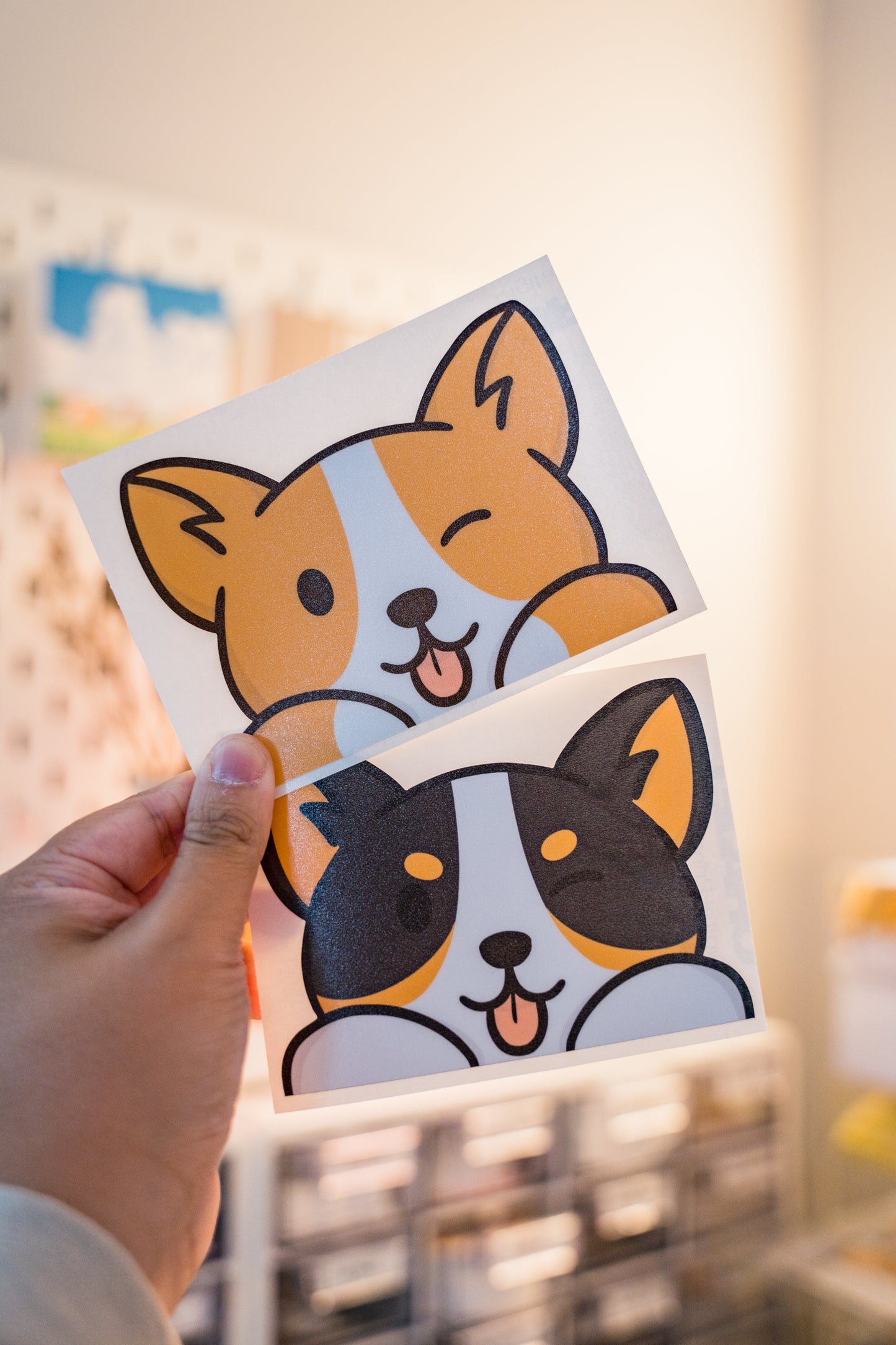 Smiling Tongue Corgi Peeker Decal Sticker