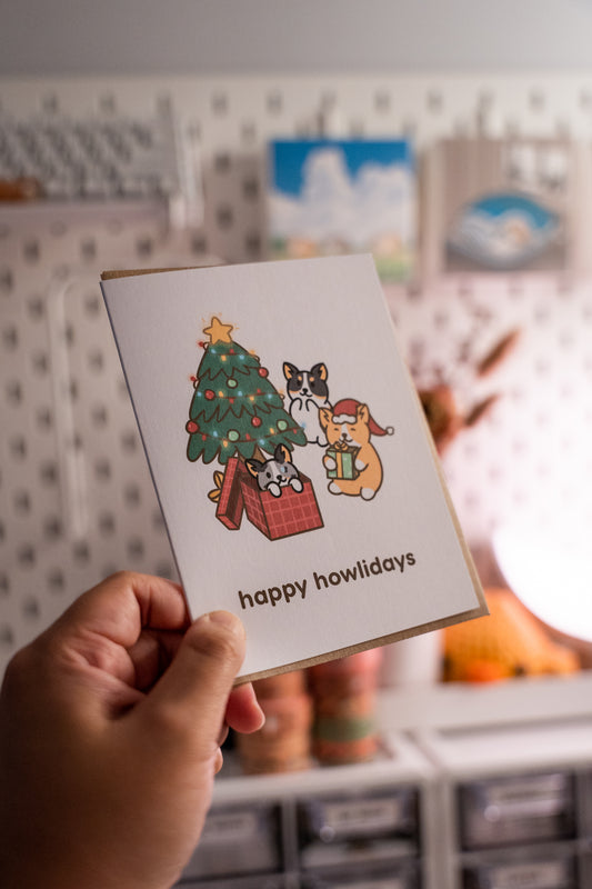 Happy Howlidays Corgi Christmas Holidays Punny Greeting Card