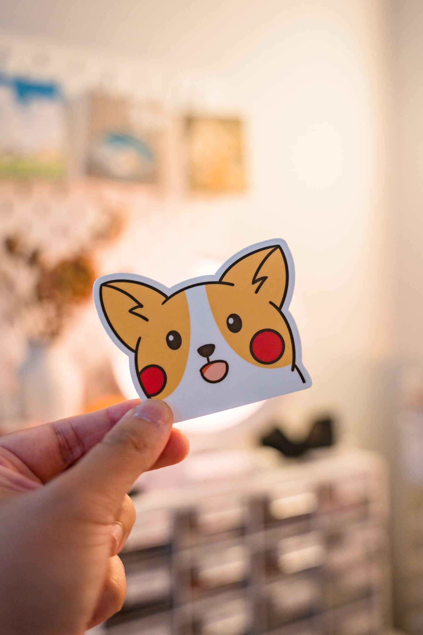 Pikachu Surprised Face Meme Corgi Vinyl Sticker