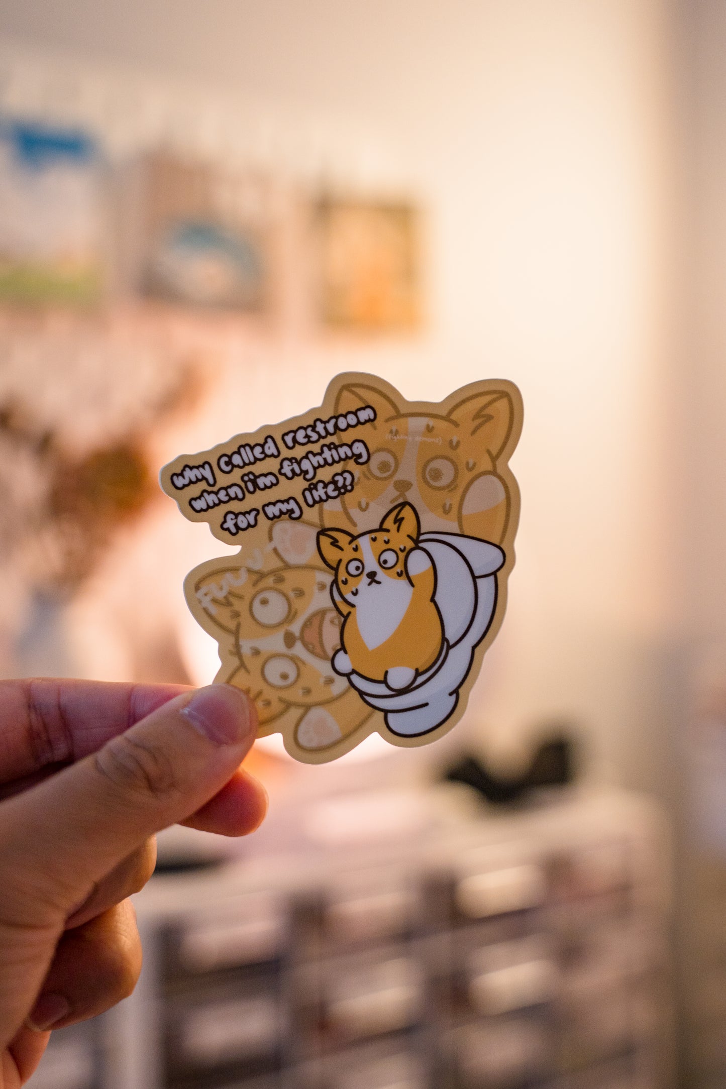 Toilet Restroom Corgi Vinyl Sticker