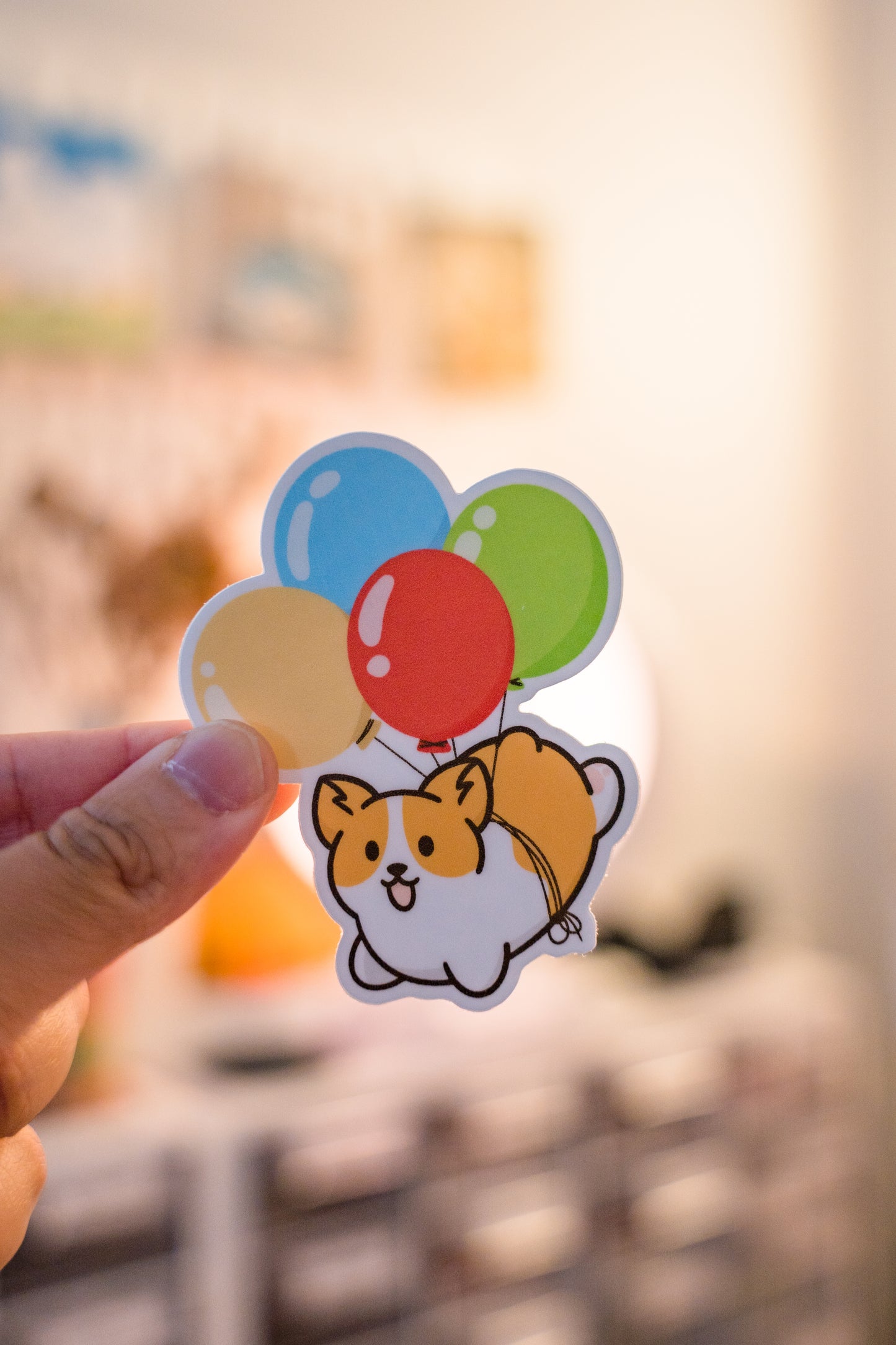 Balloon Corgi Vinyl Sticker