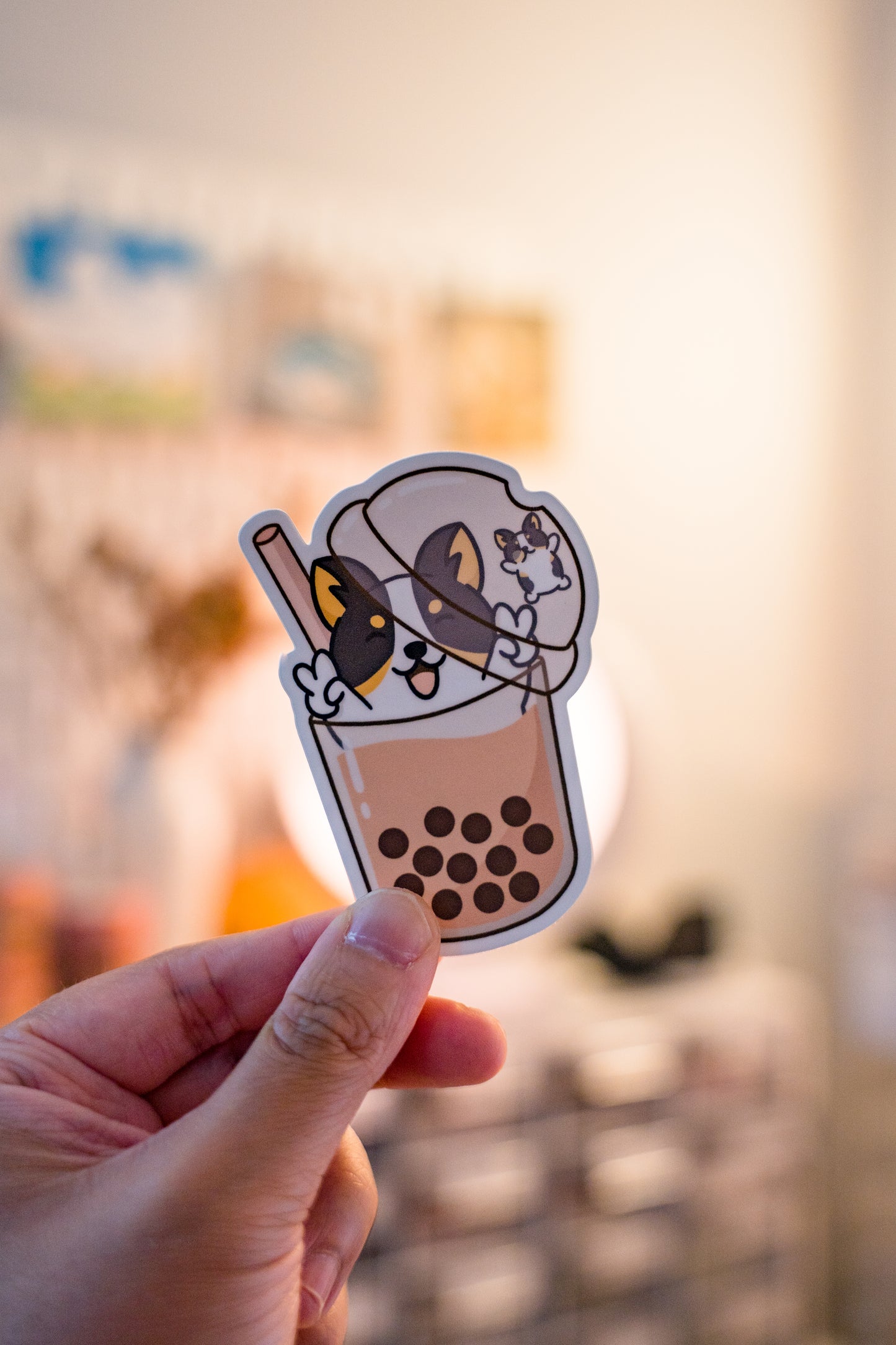 Bubble Tea Boba Corgi Vinyl Sticker