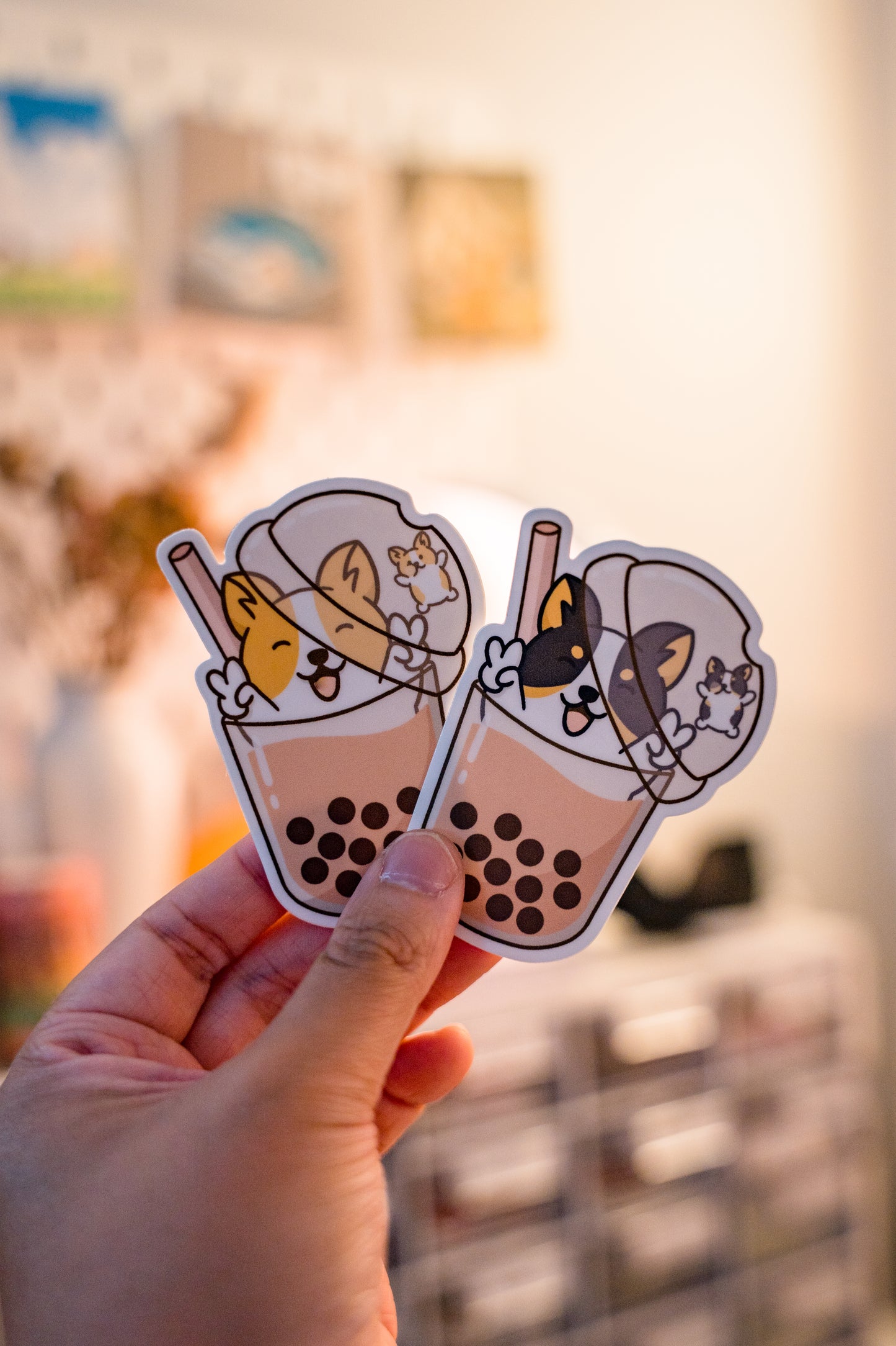 Bubble Tea Boba Corgi Vinyl Sticker