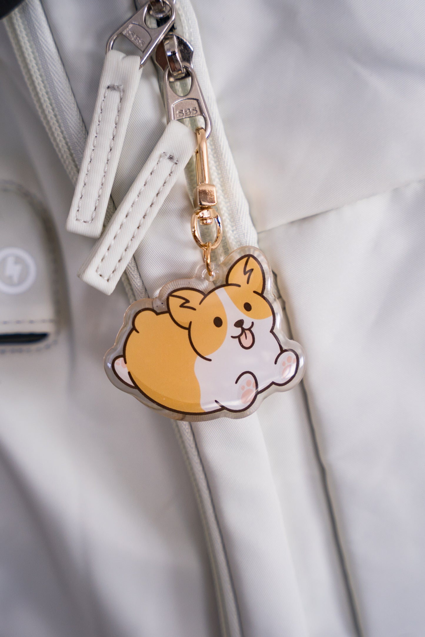 Running Corgi Acrylic Charm Keychain