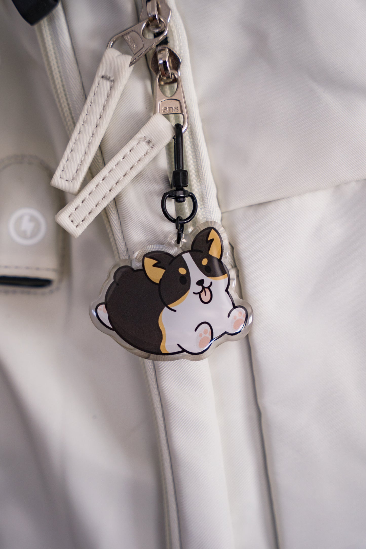 Running Corgi Acrylic Charm Keychain