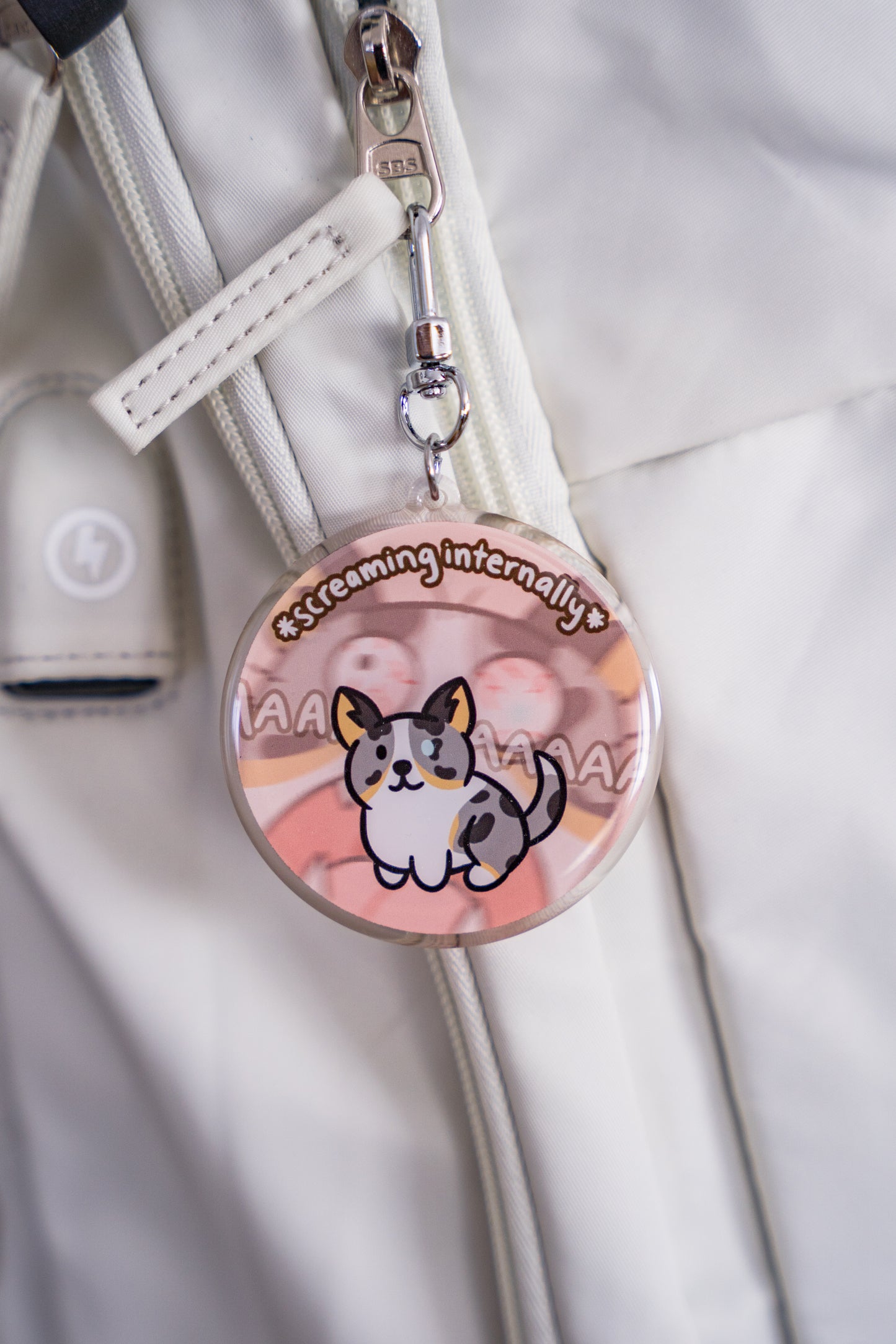 SCREAMING INTERNALLY Corgi Acrylic Charm Keychain