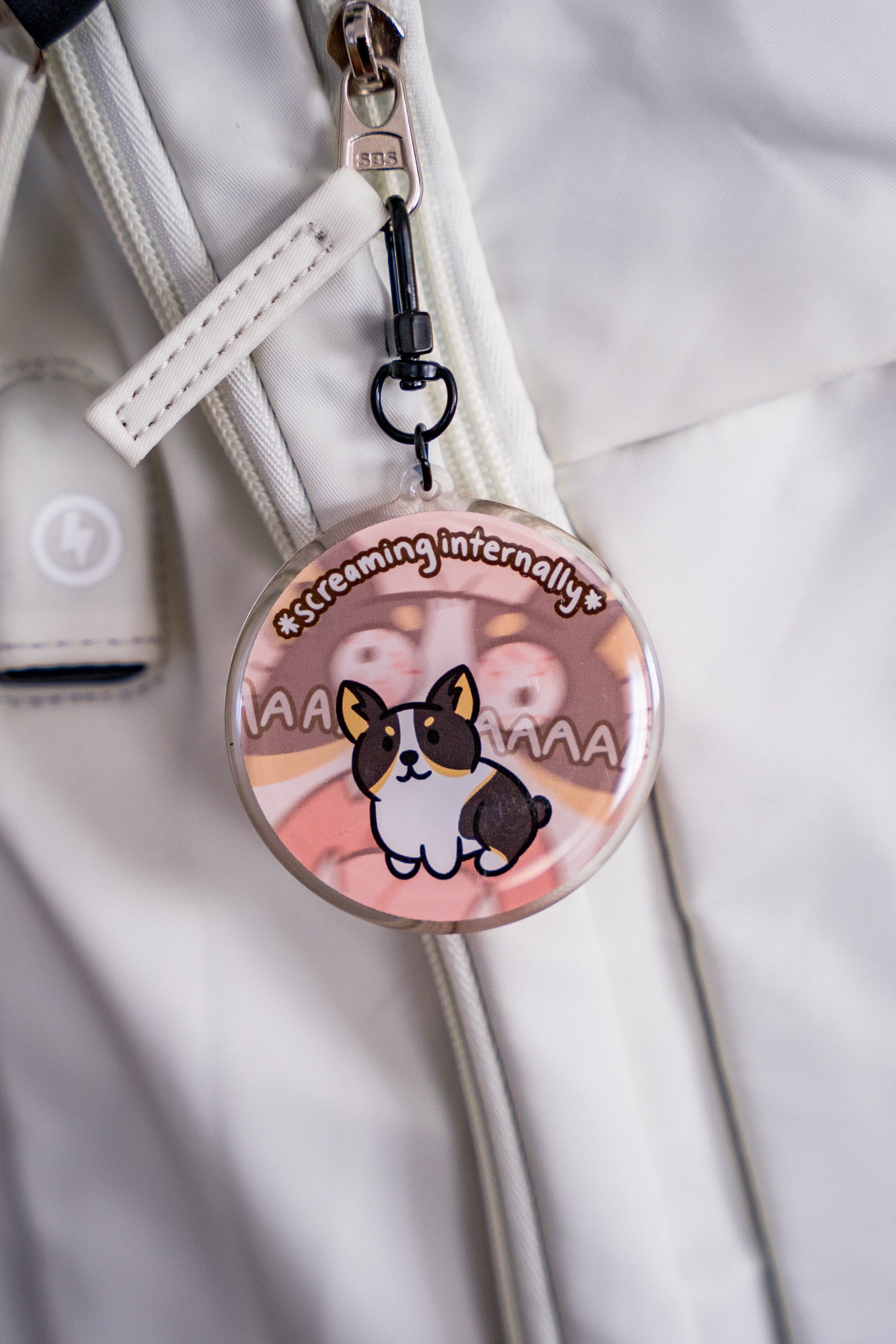 SCREAMING INTERNALLY Corgi Acrylic Charm Keychain