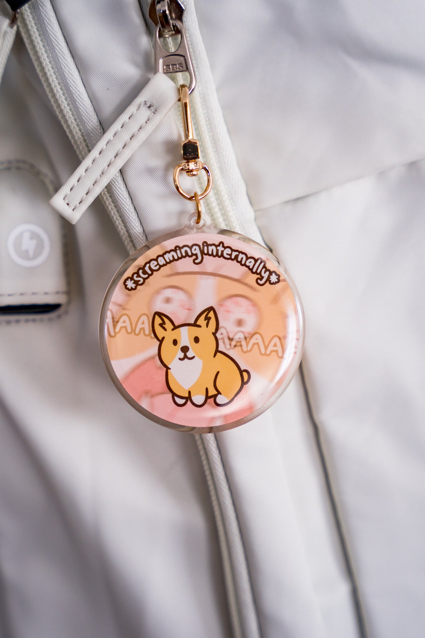 SCREAMING INTERNALLY Corgi Acrylic Charm Keychain