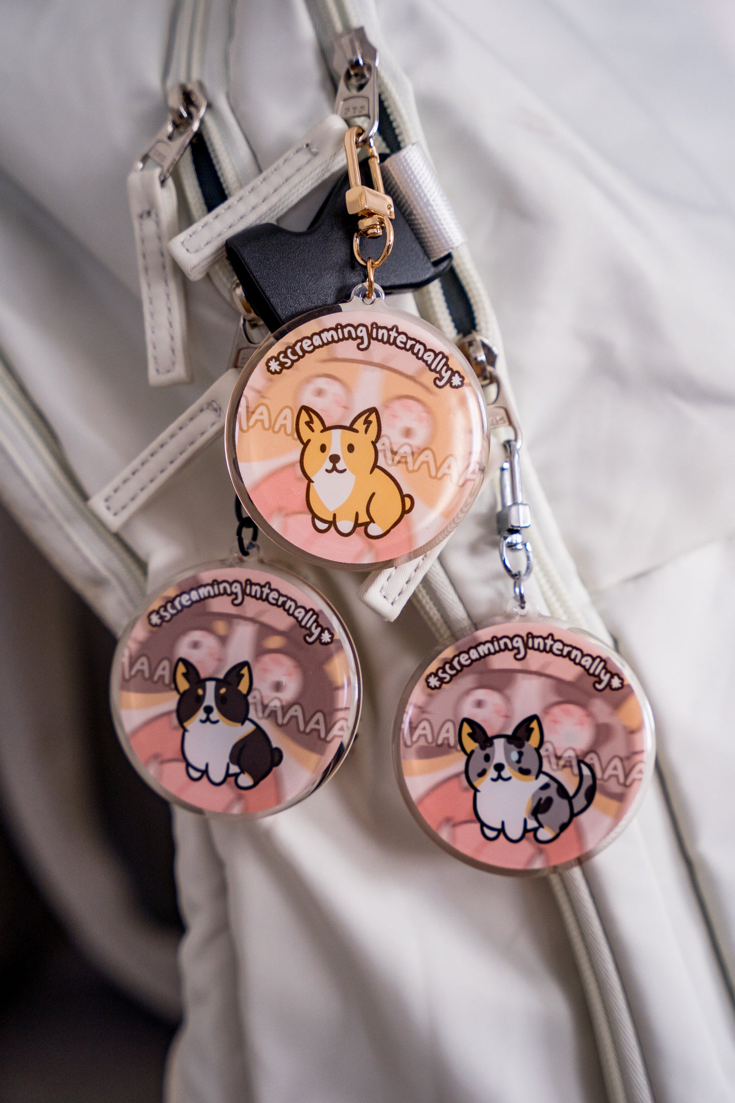 SCREAMING INTERNALLY Corgi Acrylic Charm Keychain