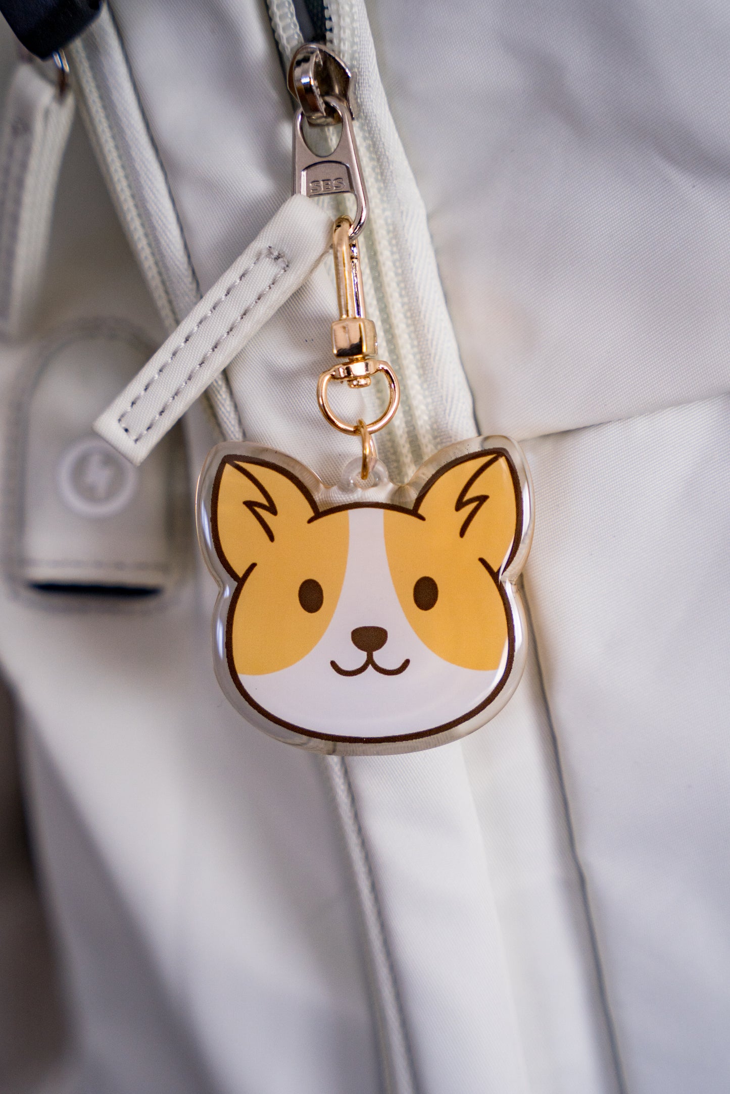 Corgi Face Acrylic Charm Keychain