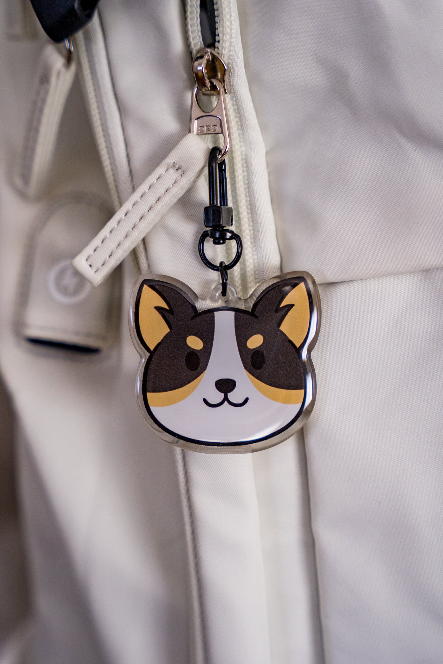 Corgi Face Acrylic Charm Keychain