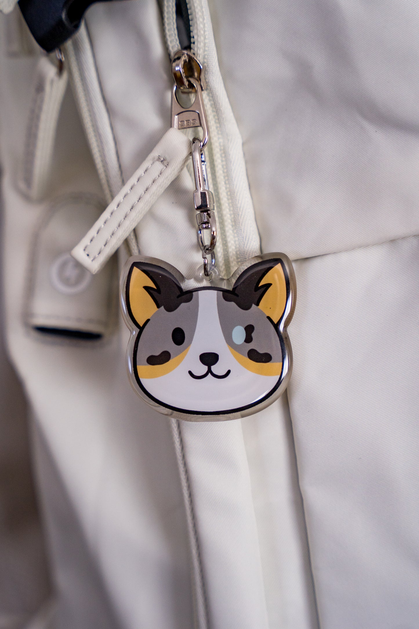 Corgi Face Acrylic Charm Keychain