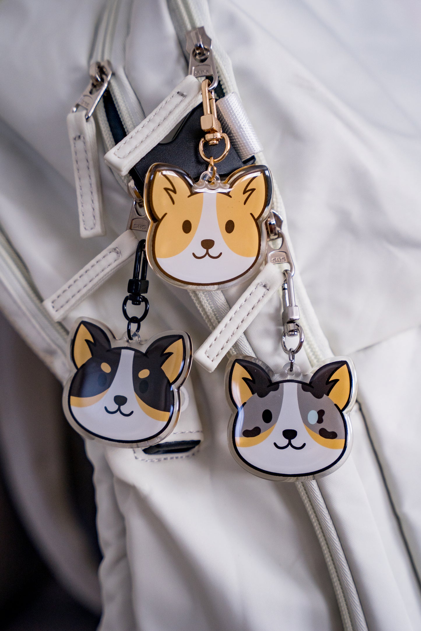 Corgi Face Acrylic Charm Keychain