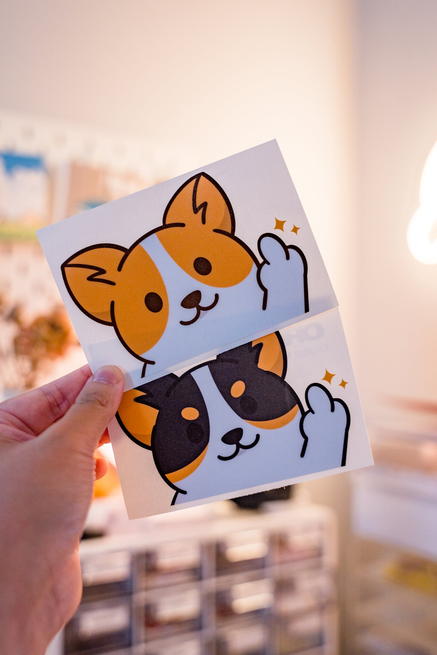 Furk You Middle Finger Corgi Peeker Decal Sticker