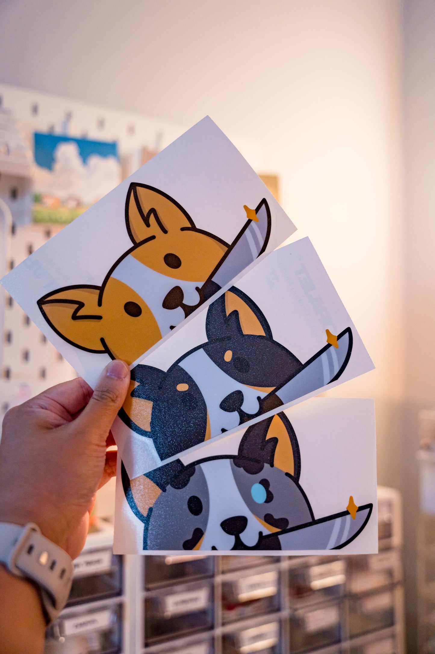 Knife Corgi Peeker Decal Sticker