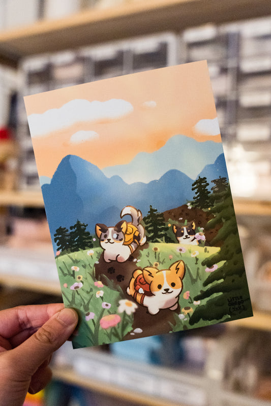 Wildflower Explorers - Corgi Print