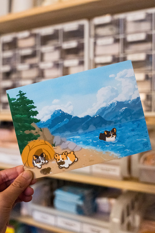 Coastal Campers - Corgi Print