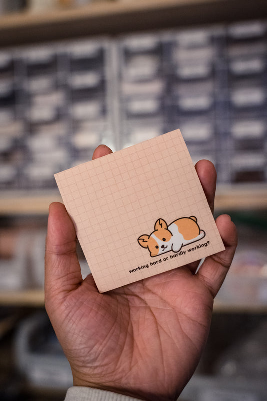 Working Hard or Hardly Working Grid Corgi Sticky Notes