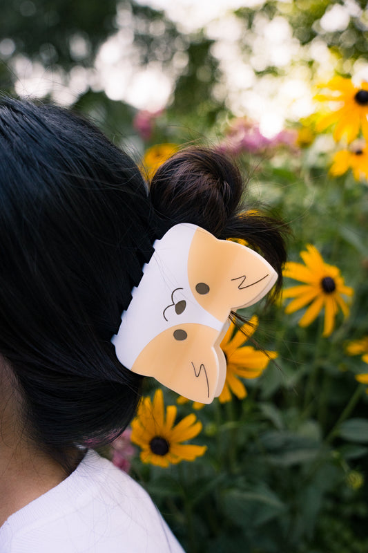 Corgi Tan Hair Claw Clip